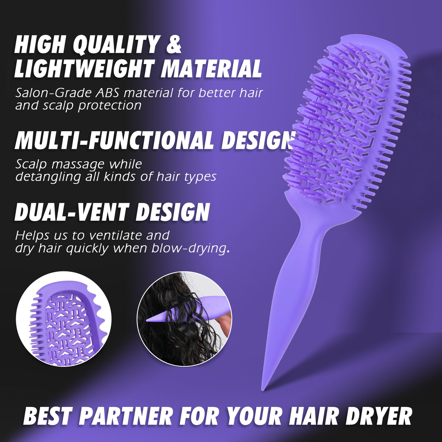 Candy Brush Curlking Hair brush Defining Vented Hair Brush for Effortlessly Detangling & Blow Drying, Professional Airflow Brush for All Hair Types, Shaping & Styling Wet Hair Brush for Women and Girl, Idea Gift