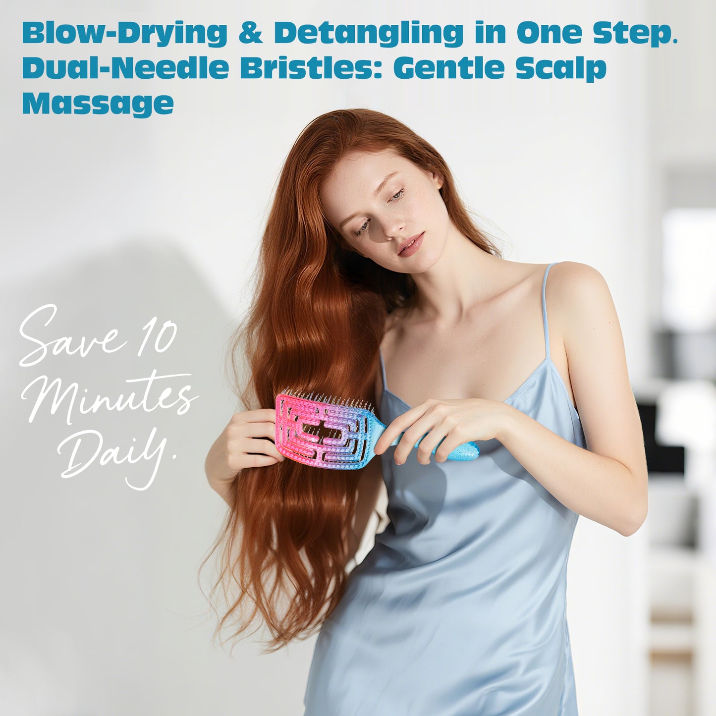 CANDYBRUSH Pro Wet Hair Detangling Brush for 1A-2C Hair - Lightweight (74g/2.6oz), Wet to Dry, Static Free, Travel Friendly | Fast Blowout & No Breakage | Gradient Gift Design Rectangular