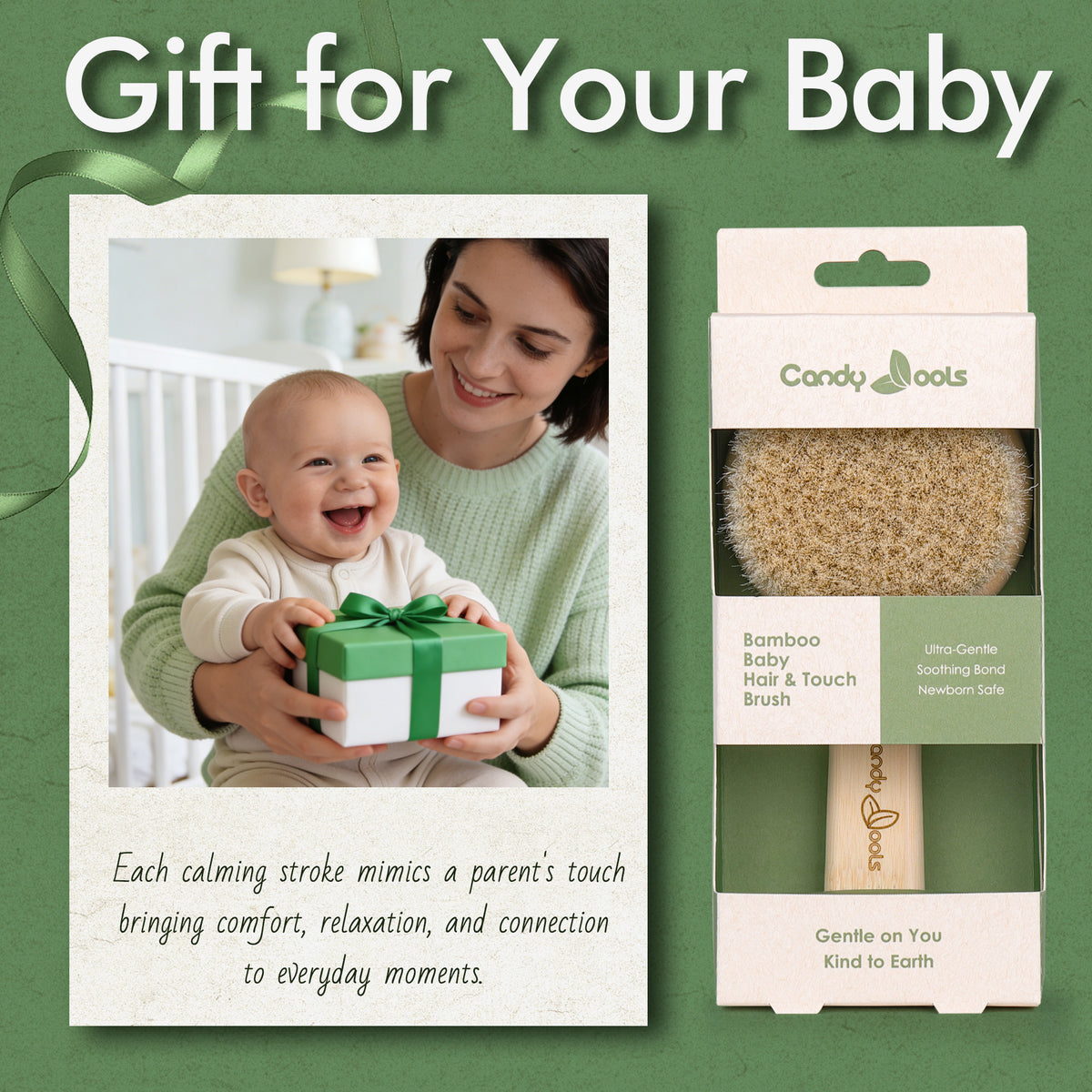 Bamboo Handle Wool Baby Hair Brush | BEB101-4