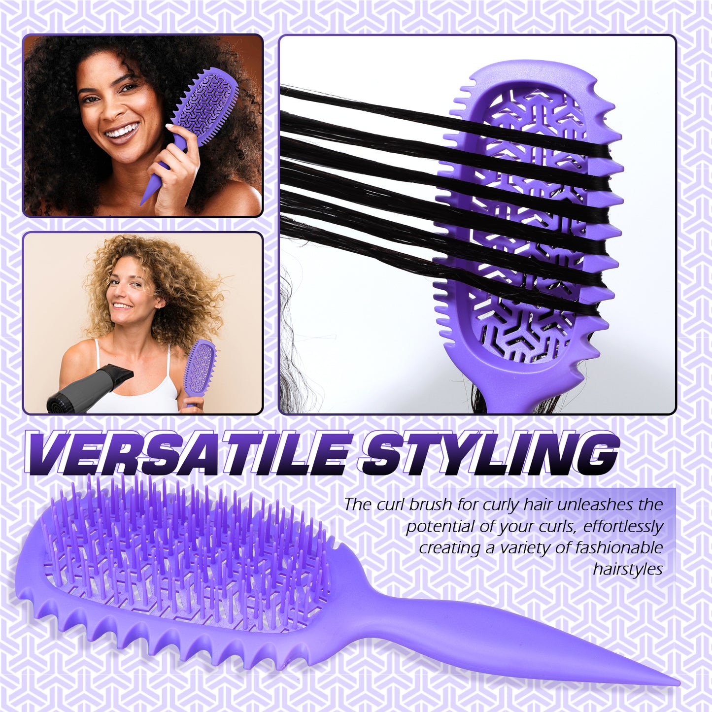 Candy Brush Curlking Hair brush Defining Vented Hair Brush for Effortlessly Detangling & Blow Drying, Professional Airflow Brush for All Hair Types, Shaping & Styling Wet Hair Brush for Women and Girl, Idea Gift
