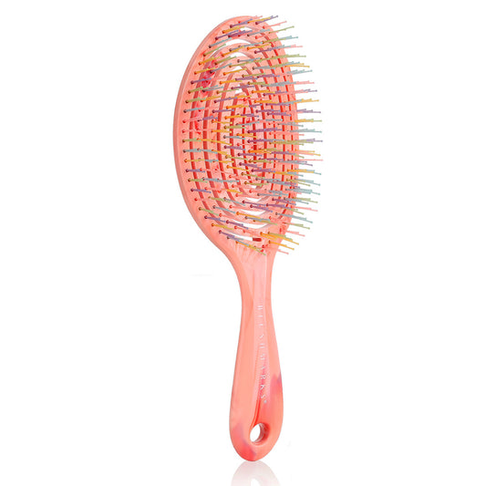 Blushmarks Detangling Wet Hair Brush Long & short bristle,Large-Eliptical Spiral Vented Brush for All Hair Types - Pink Marble Printing, Idea Gift