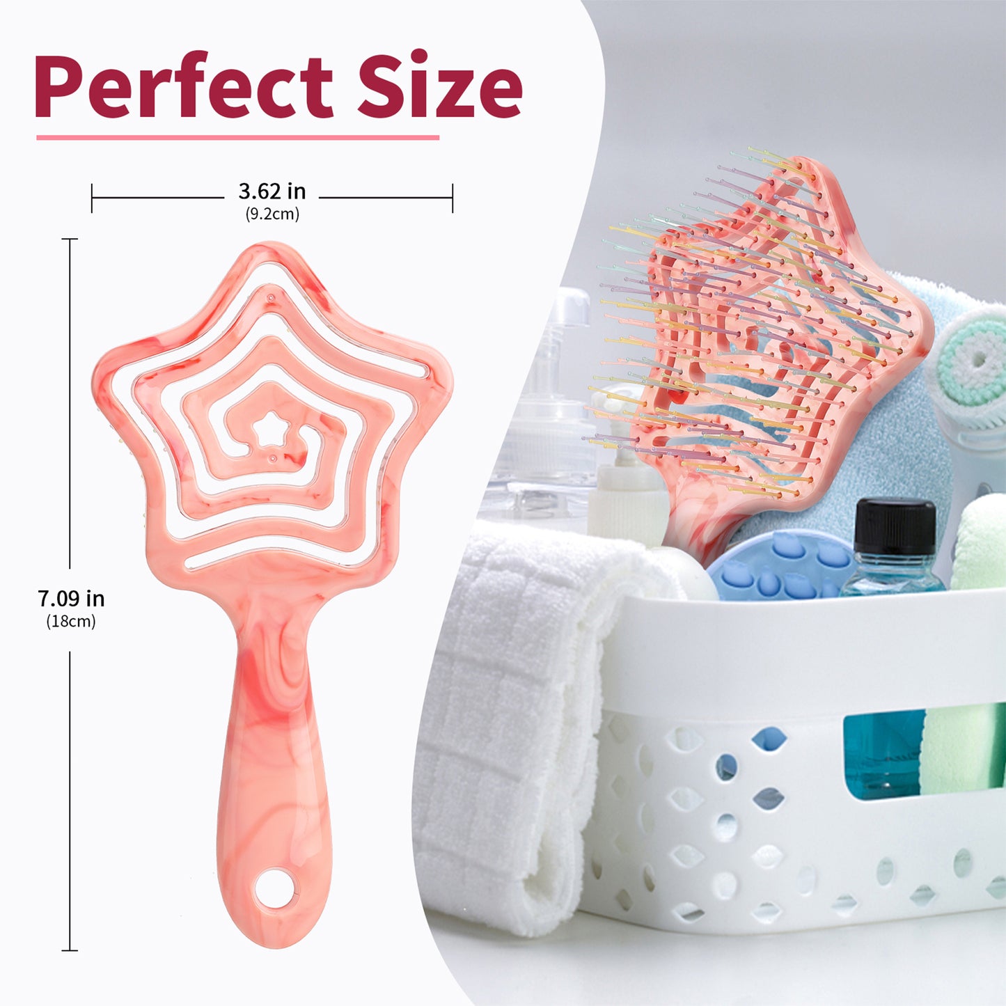 Blushmarks Detangling Wet Hair Brush Large Star Vented shape with Double-Layered Ultra and Soft-Nylon Bristles for Wet or Dry Hair