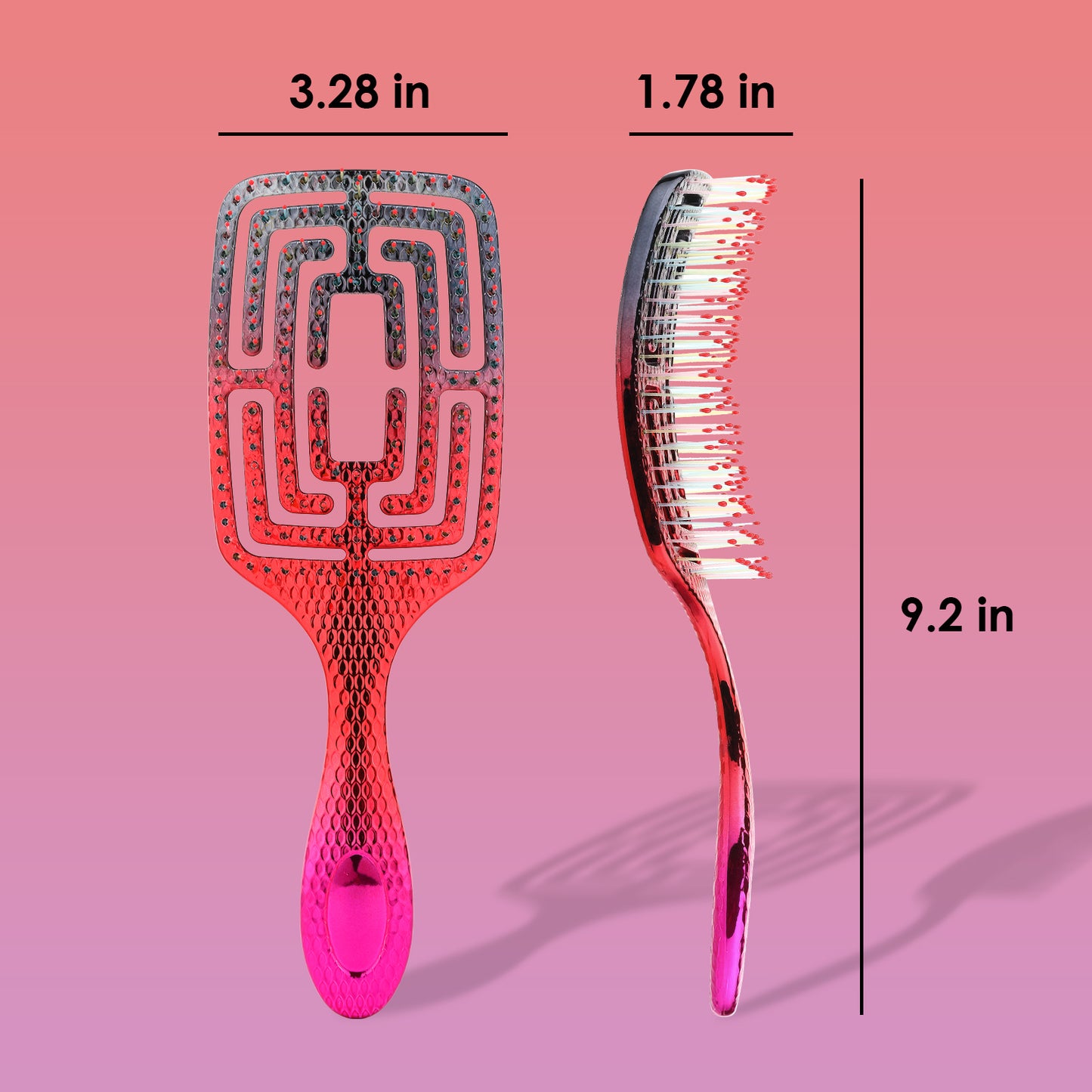 Curved Vented Hair Brush Detangling for Blow Drying Colorful Wet Hair Brushes for Long Straight Fine Hair for Women Rectangular Styling Maze Detangler Soft Bristles Large Gradient