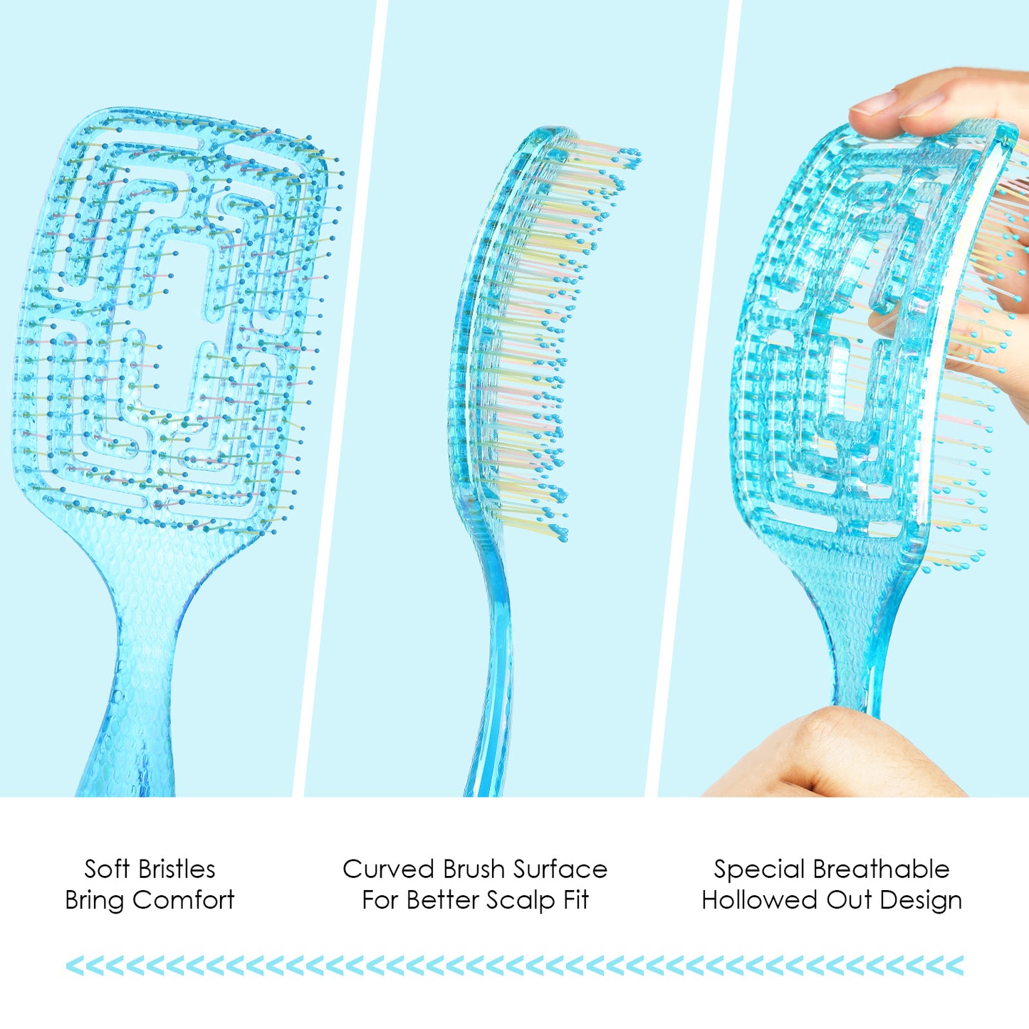 CANDYBRUSH Pro Wet Hair Detangling Brush for 1A-2C Hair - Lightweight (74g/2.6oz), Wet to Dry, Static Free, Travel Friendly | Fast Blowout & No Breakage | Salon Grade Gift Design Rectangular
