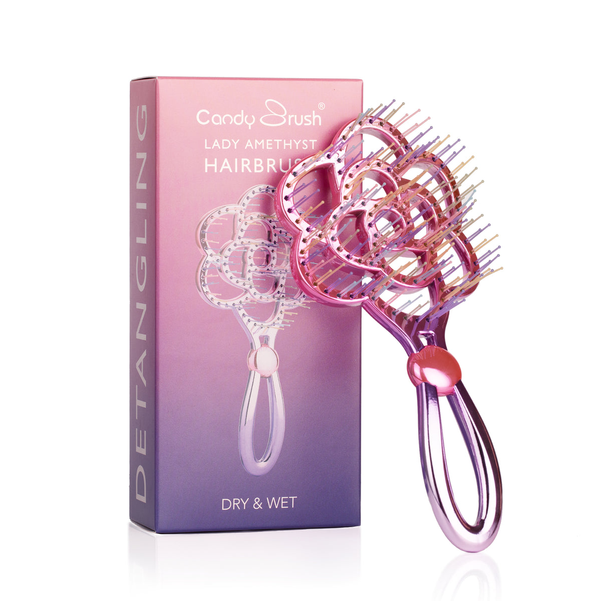 Blooming Flower Hair Brush – Crystal Vent Detangling Brush for Wet & Dry Hair