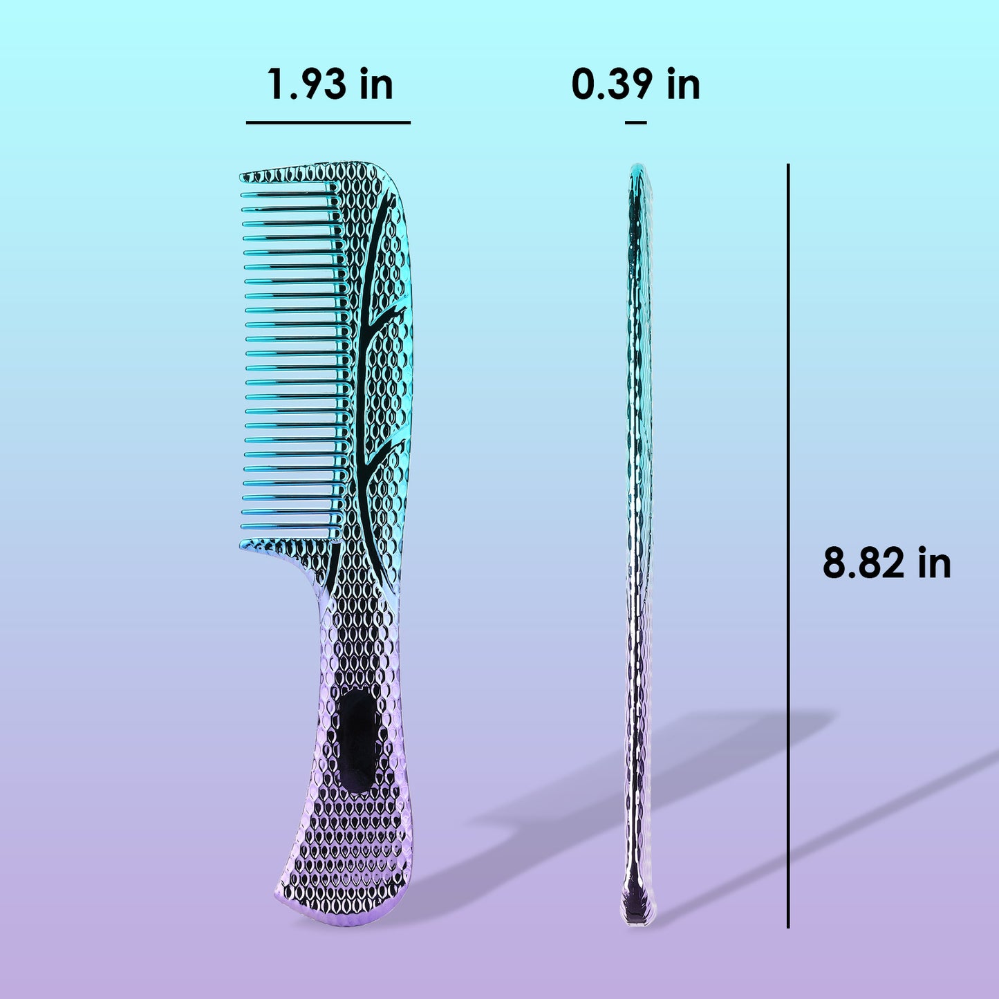 CANDYBRUSH Shatterproof PC Wide Tooth Comb for Thick Hair - Unbreakable Detangler for Women & Teens Travel, Salon Grade Gradient Clear Hair Styling Tool