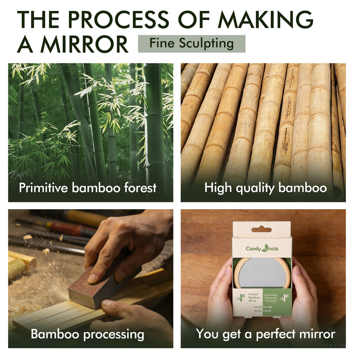 Candy Brush Bamboo Pocket Mirror | BE002