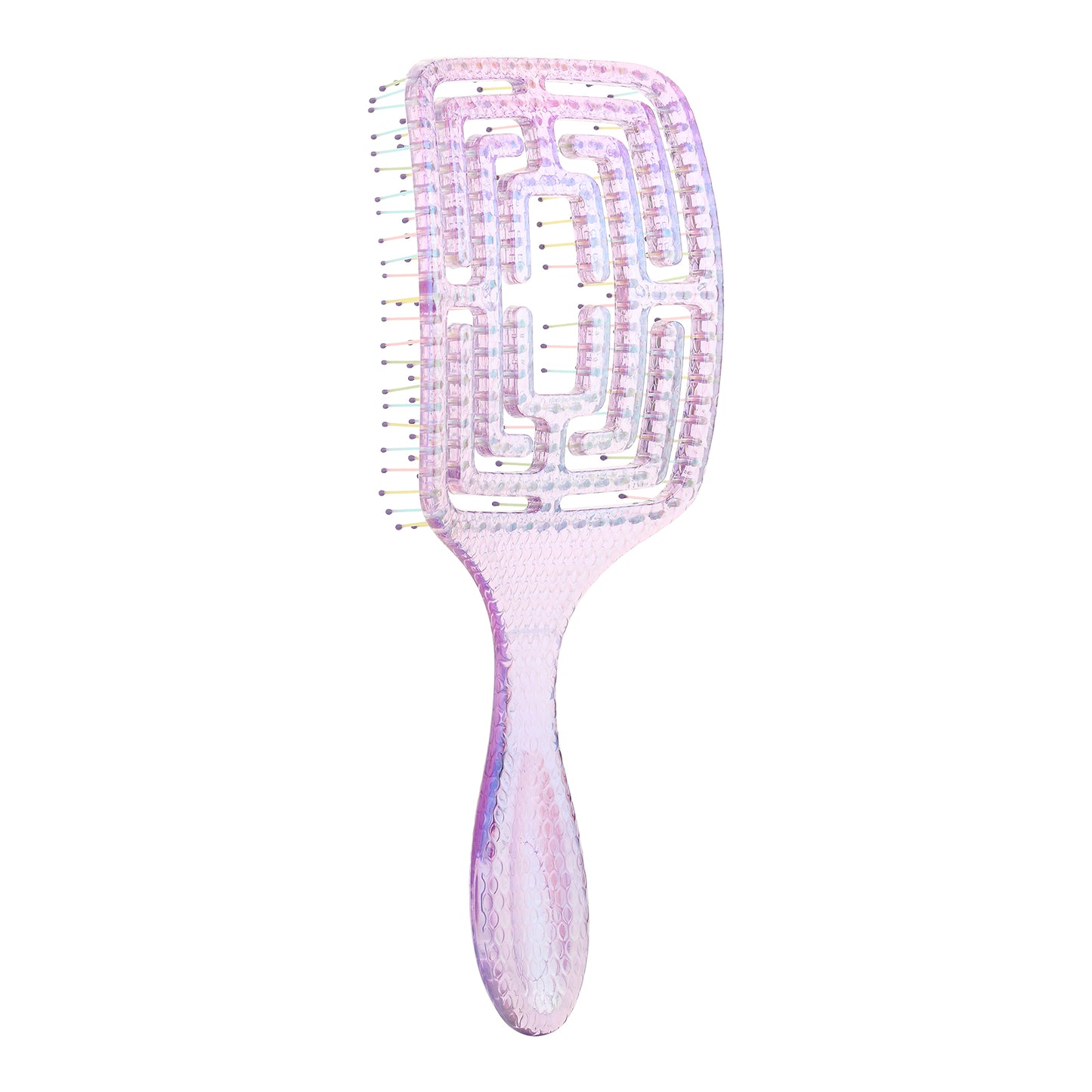 Curved Vented Hair Brush Detangling for Blow Drying Colorful Wet Brushes for Long Straight Fine Hair for Women Rectangular Styling Maze Detangler Soft Bristles Transparent Large