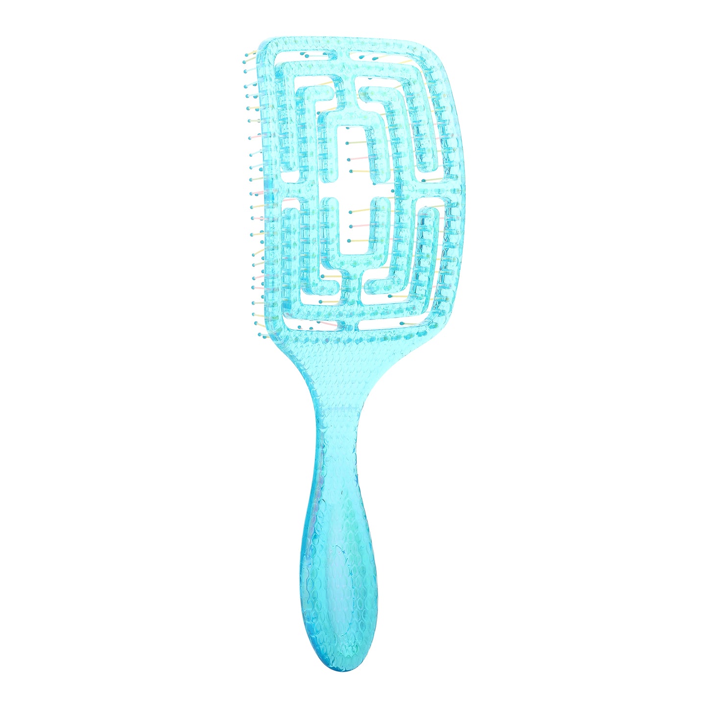 Curved Vented Hair Brush Detangling for Blow Drying Colorful Wet Brushes for Long Straight Fine Hair for Women Rectangular Styling Maze Detangler Soft Bristles Transparent Large