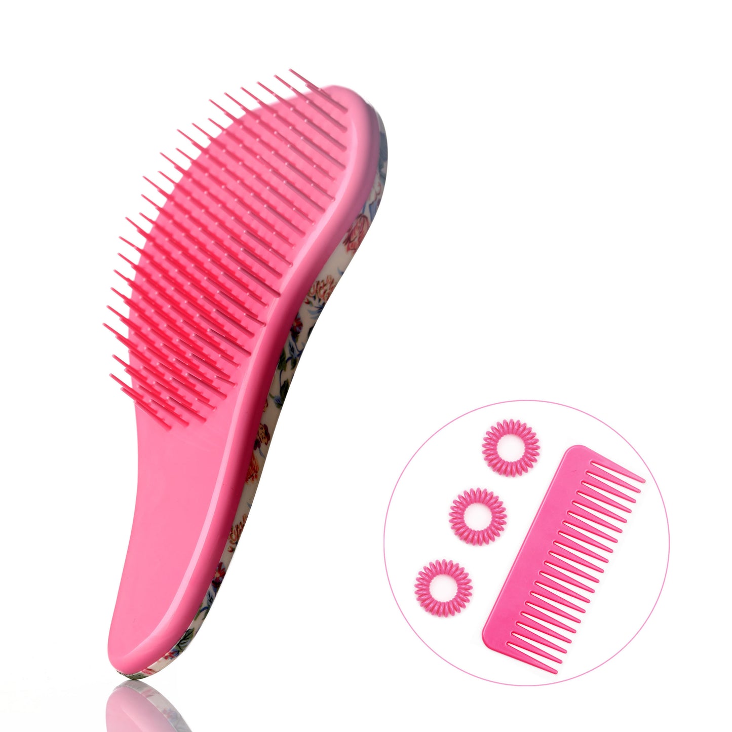 Detangler Wet Hair Brush Mini Detangling Hairbrush for Curly Thick Natural Straight Fine Wet Dry Hair for Kids Toddlers Girls Pain Free Small (Cute Flower)