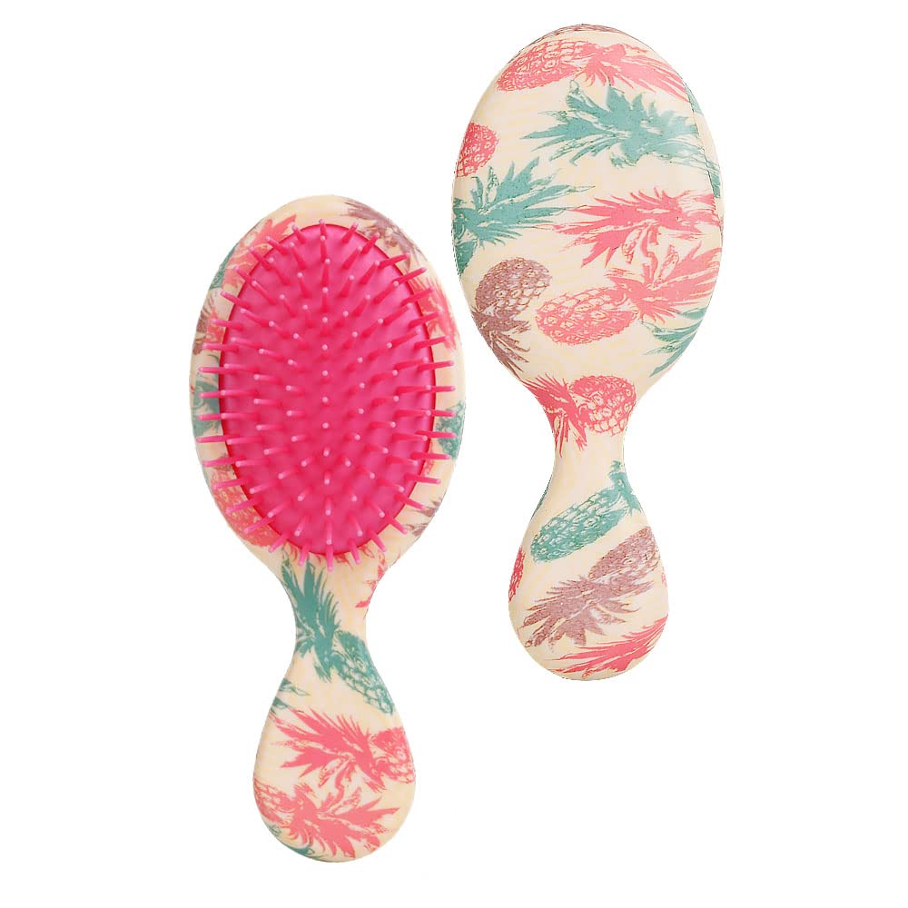 Wet Brush Mini Detangler Hair Brush Detangling Hairbrush for Curly Thick Natural Straight Fine Wet Dry Hair for Kids Toddlers Girls Pain Free Small (Pineapple)