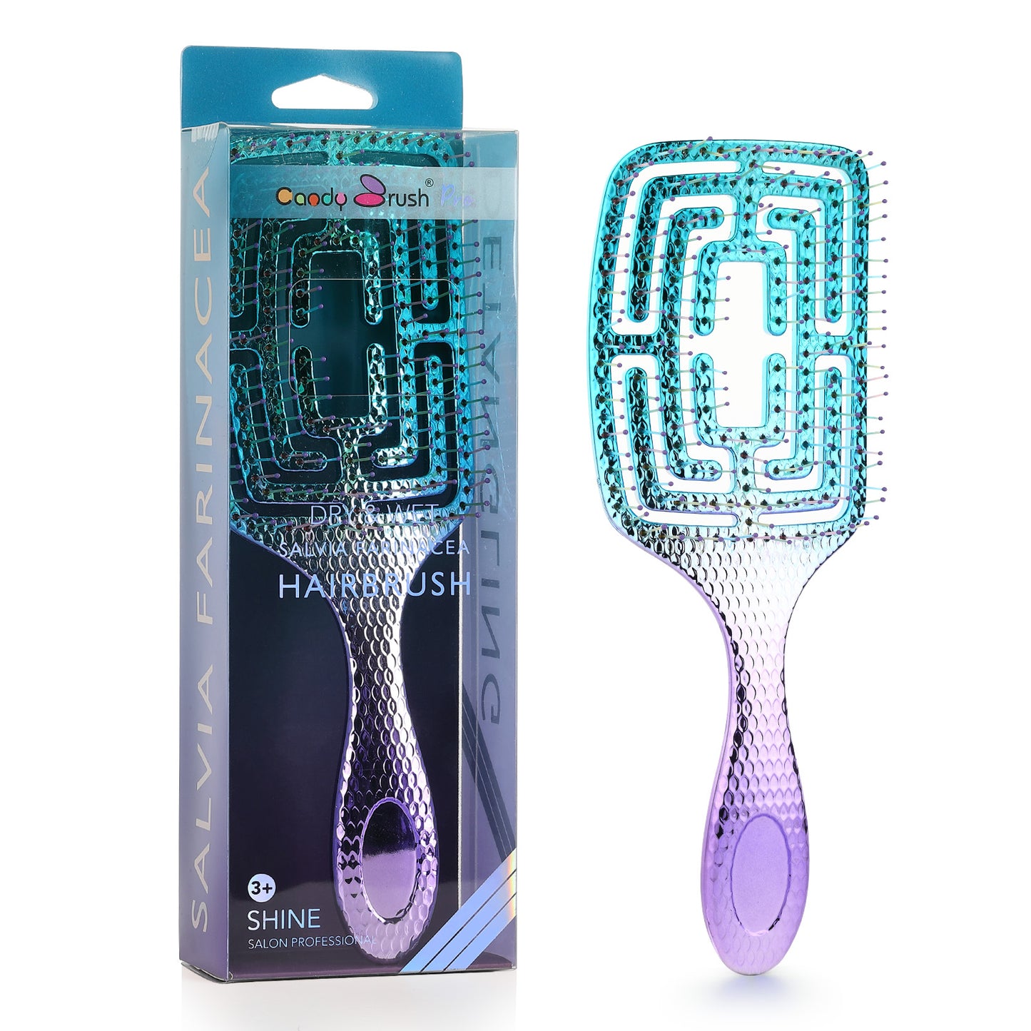 Curved Vented Hair Brush Detangling for Blow Drying Colorful Wet Hair Brushes for Long Straight Fine Hair for Women Rectangular Styling Maze Detangler Soft Bristles Large Gradient