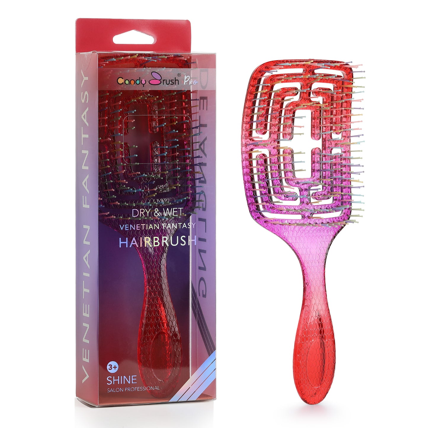 Curved Vented Hair Brush Detangling for Blow Drying Colorful Wet Hair Brushes for Long Straight Fine Hair for Women Rectangular Styling Maze Detangler Soft Bristles Large Gradient