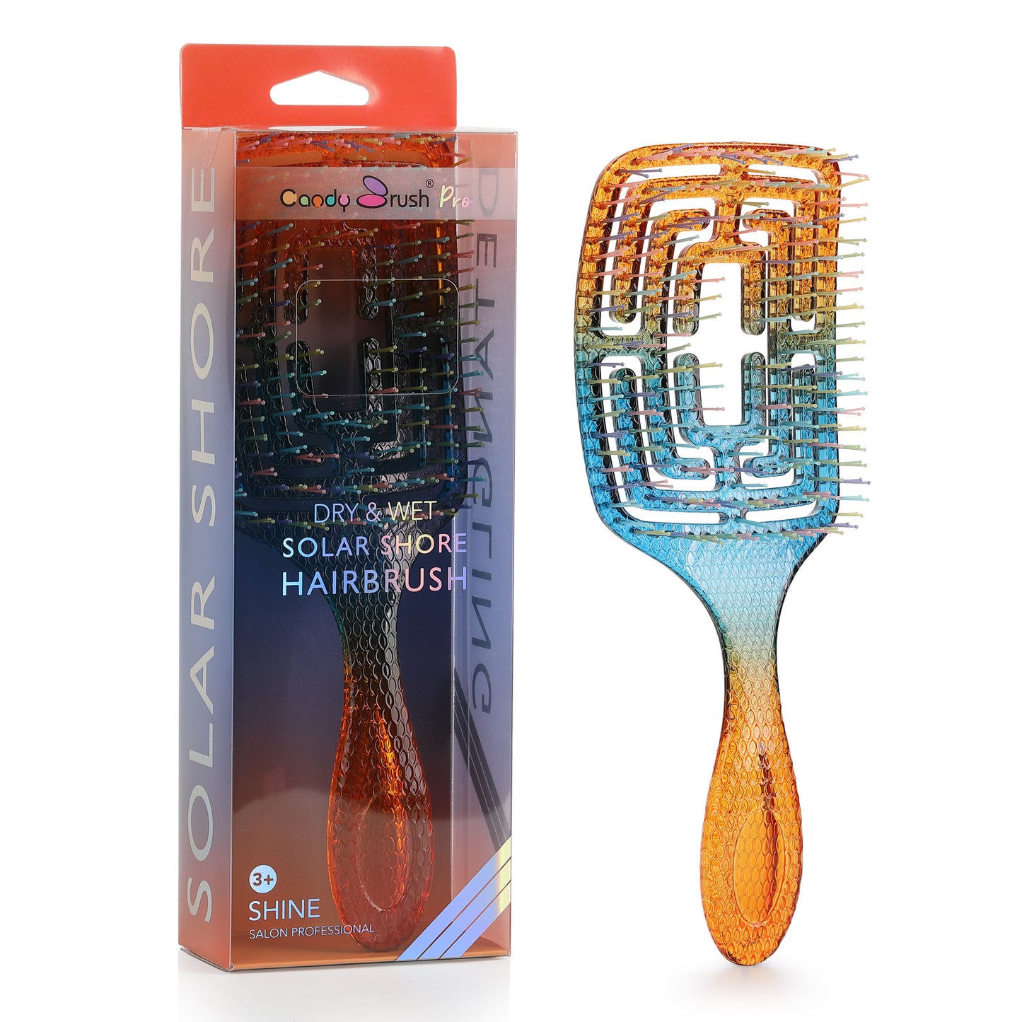 Curved Vented Hair Brush Detangling for Blow Drying Colorful Wet Hair Brushes for Long Straight Fine Hair for Women Rectangular Styling Maze Detangler Soft Bristles Large Gradient