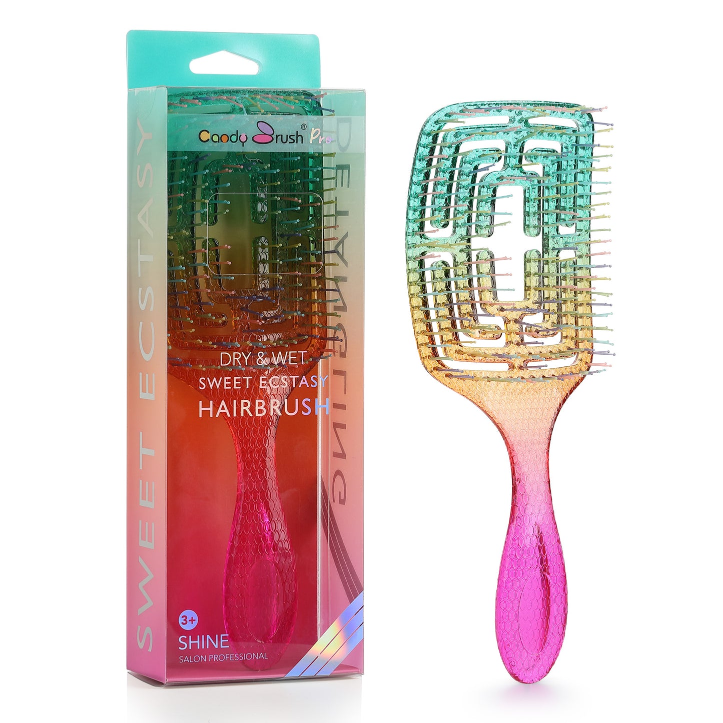 Curved Vented Hair Brush Detangling for Blow Drying Colorful Wet Hair Brushes for Long Straight Fine Hair for Women Rectangular Styling Maze Detangler Soft Bristles Large Gradient