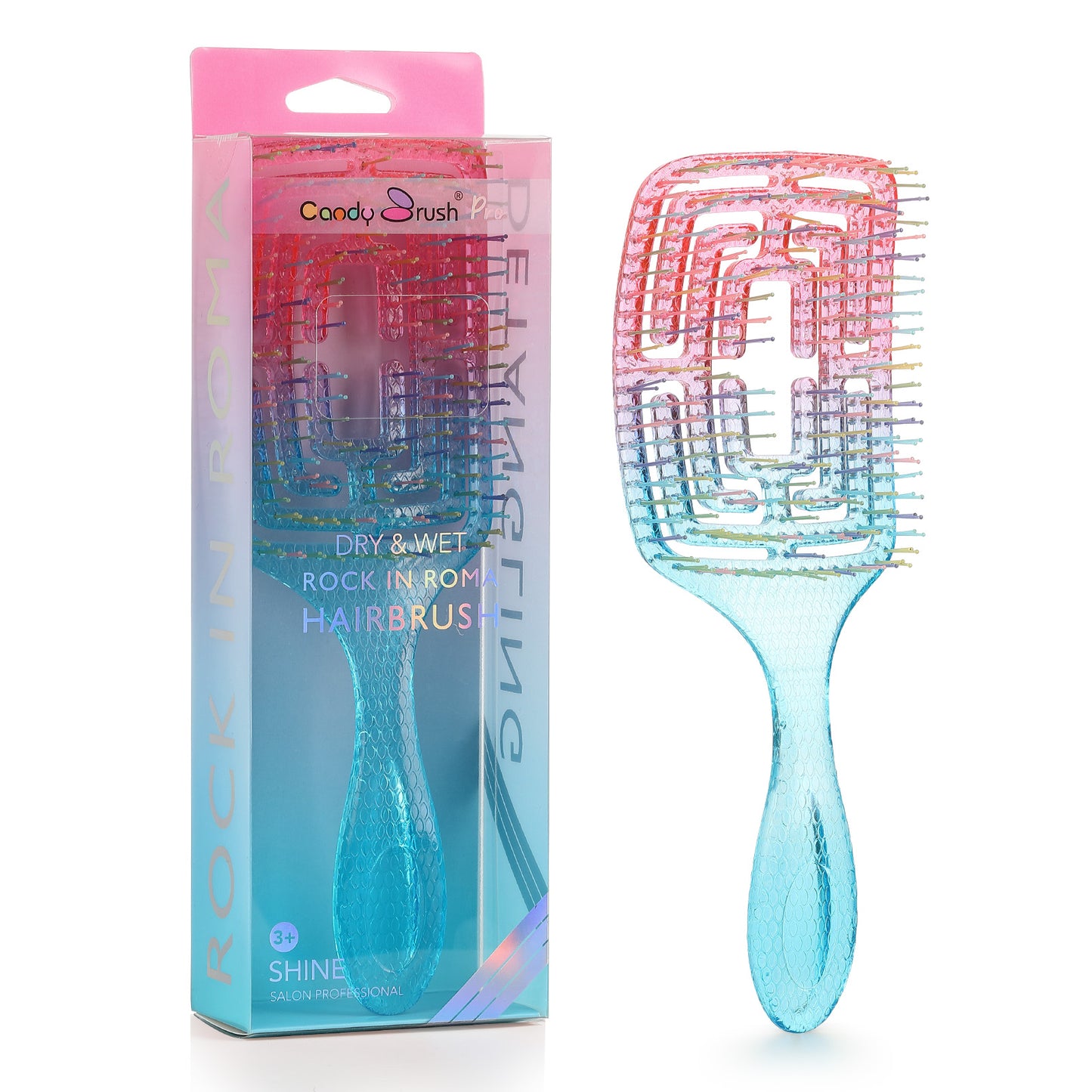 Curved Vented Hair Brush Detangling for Blow Drying Colorful Wet Hair Brushes for Long Straight Fine Hair for Women Rectangular Styling Maze Detangler Soft Bristles Large Gradient