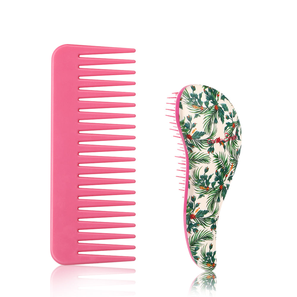 Detangler Wet Hair Brush Mini Detangling Hairbrush for Curly Thick Natural Straight Fine Wet Dry Hair for Kids Toddlers Girls Pain Free Small (Rainforest)