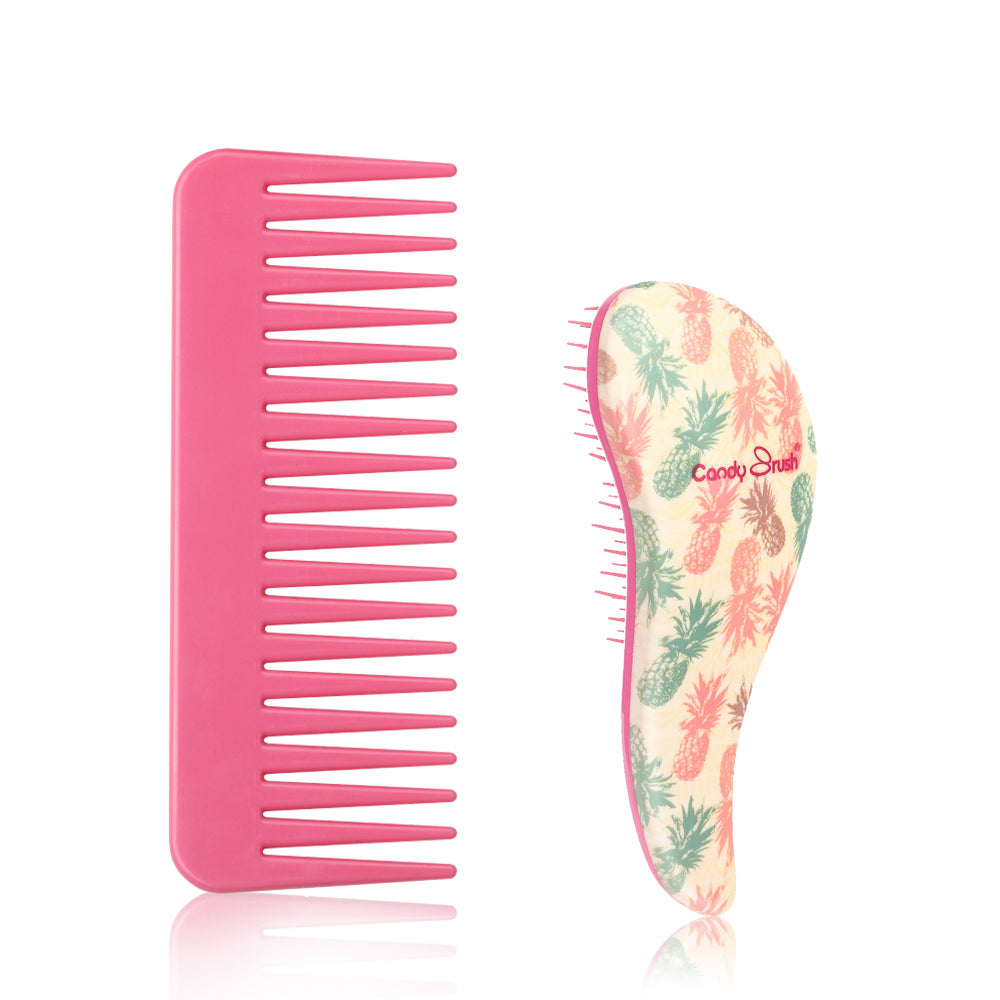 Detangler Hair Brush Wet Brush Mini Detangling Hairbrush for Curly Thick Natural Straight Fine Wet Dry Hair for Kids Toddlers Girls Pain Free Small (Pineapple)