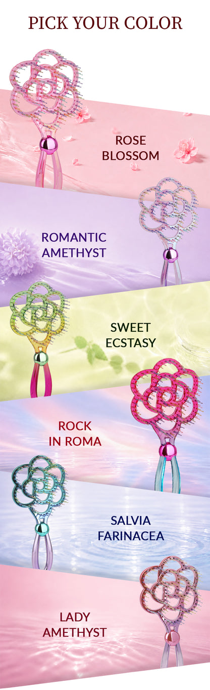 Blooming Flower Hair Brush – Crystal Vent Detangling Brush for Wet & Dry Hair