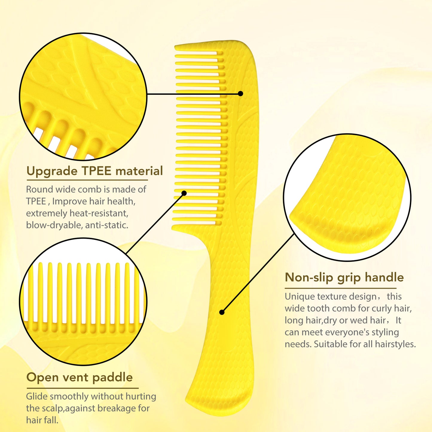 Wide Tooth Comb Detangling Combs for Women Men Girls Curly Wet Comb Thick Fine Hair Curls Detangler Hair Brush Hair Comb Fashion Styling for Long Hair with Scented Large