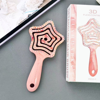 Blushmarks Detangling Wet Hair Brush Large Star Vented shape with Double-Layered Ultra and Soft-Nylon Bristles for Wet or Dry Hair