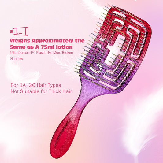 CandyBrush Gradient Hair Brush – Square Shape Tangle-Release Maze Brush with Long & Short Bristles, Anti-Static Blow-Dry Styling Tool for Curly, Straight, Thick Hair