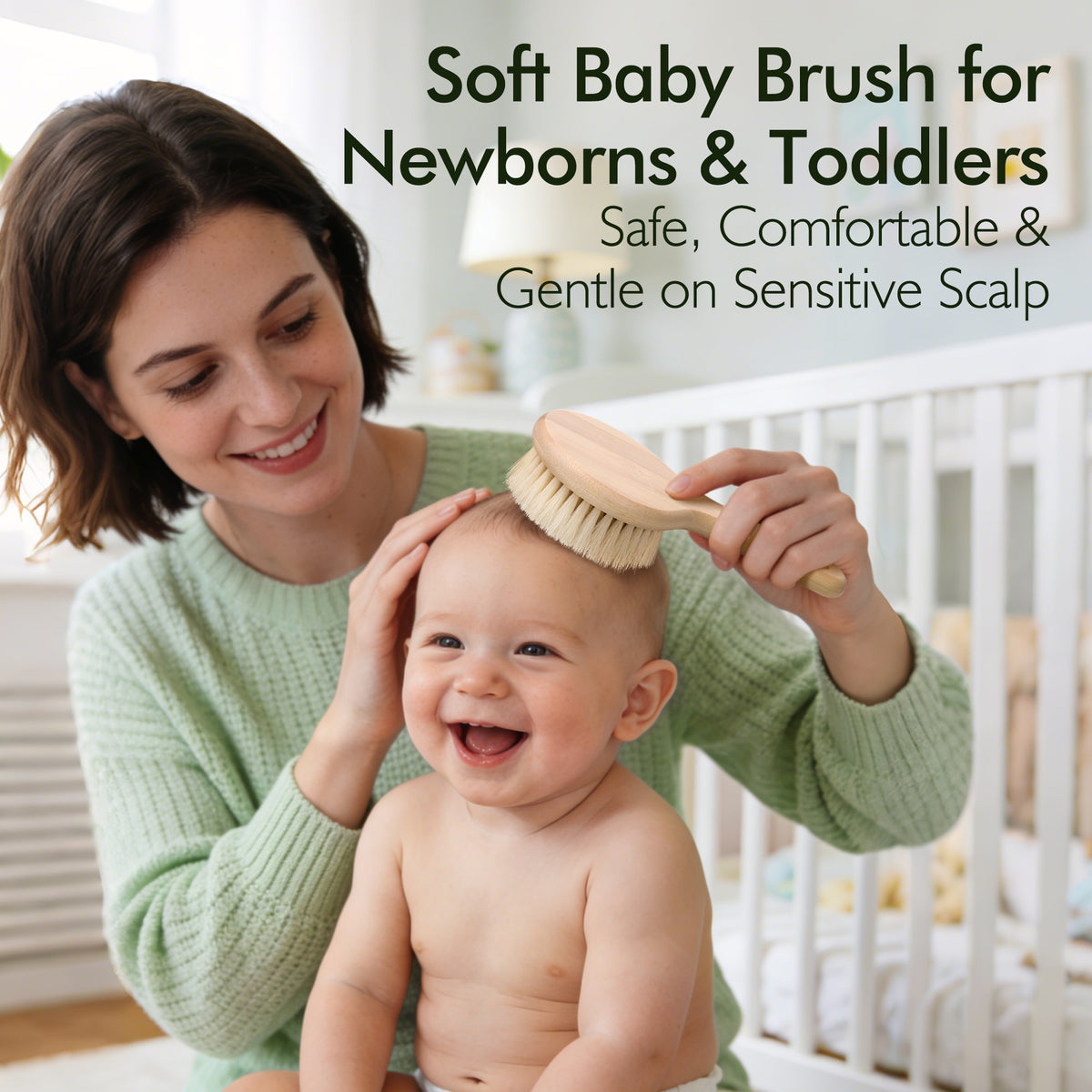 Bamboo Handle Wool Baby Hair Brush | BEB101-4