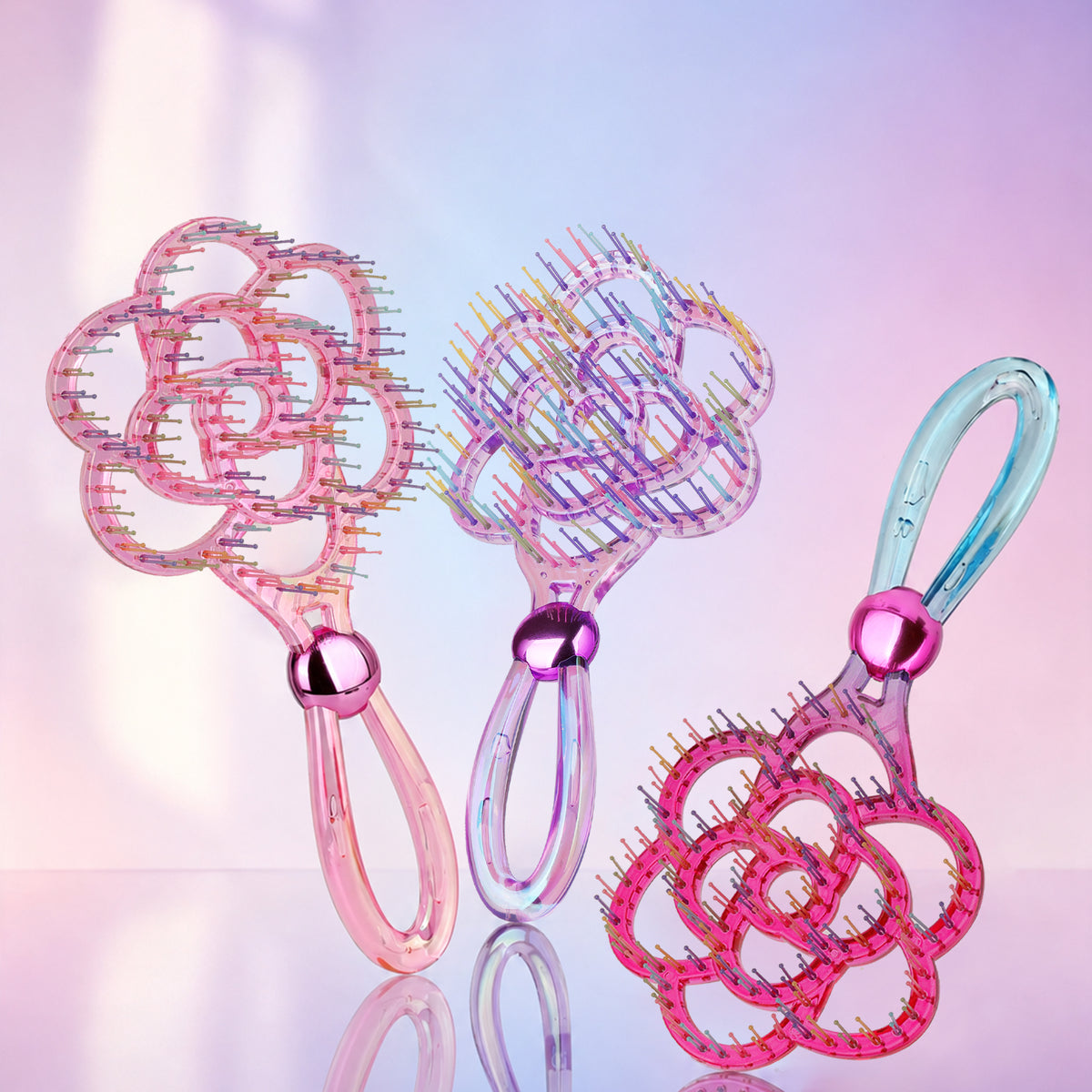 Blooming Flower Hair Brush – Crystal Vent Detangling Brush for Wet & Dry Hair
