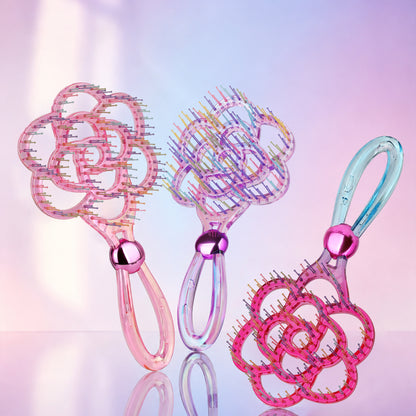 Blooming Flower Hair Brush – Crystal Vent Detangling Brush for Wet & Dry Hair