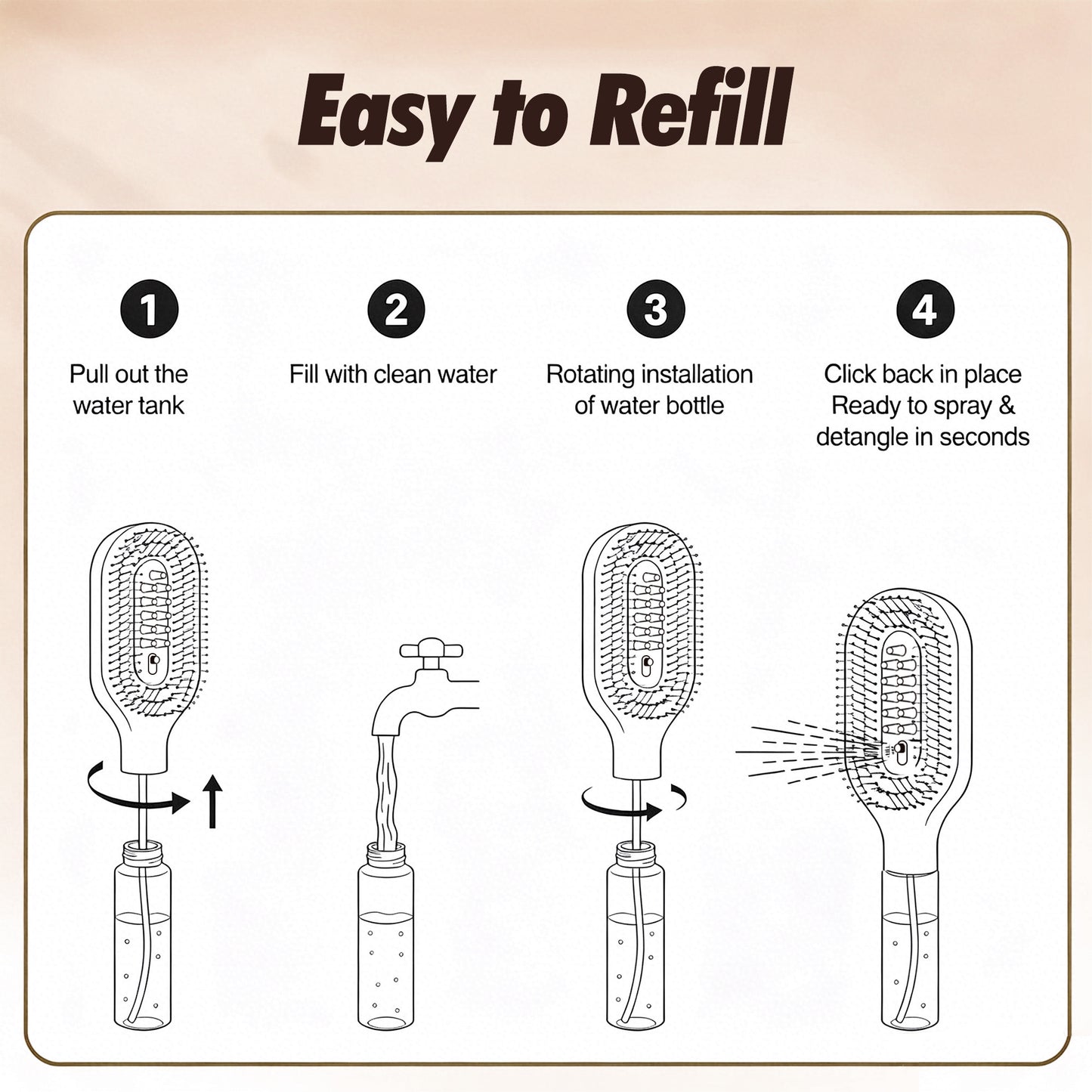 MistBrush™ 3-in-1 Misting Hair Brush – Spray, Detangle & Massage