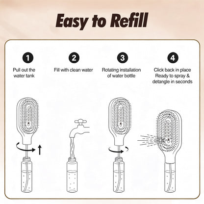 MistBrush™ 3-in-1 Misting Hair Brush – Spray, Detangle & Massage