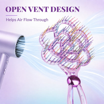 Blooming Flower Hair Brush – Crystal Vent Detangling Brush for Wet & Dry Hair