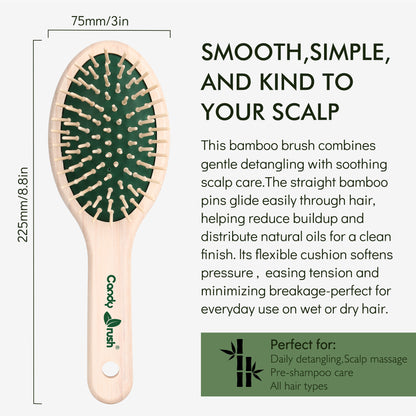 Candy Brush Oval Bamboo Pin Hair Brush | BE302