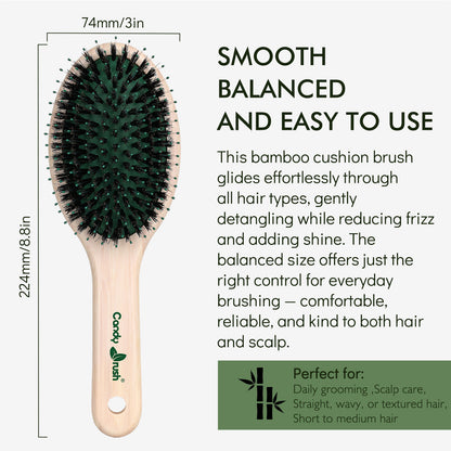 Candy Brush Oval Bamboo Boar Bristle Hair Brush | BE302M