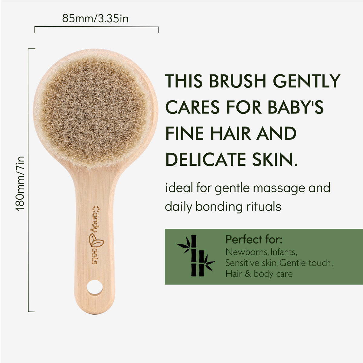 Bamboo Handle Wool Baby Hair Brush | BEB101-4