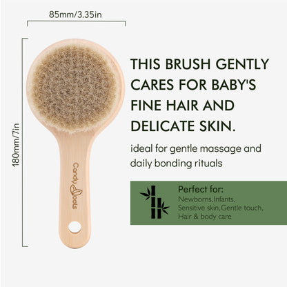 Bamboo Handle Wool Baby Hair Brush | BEB101-4