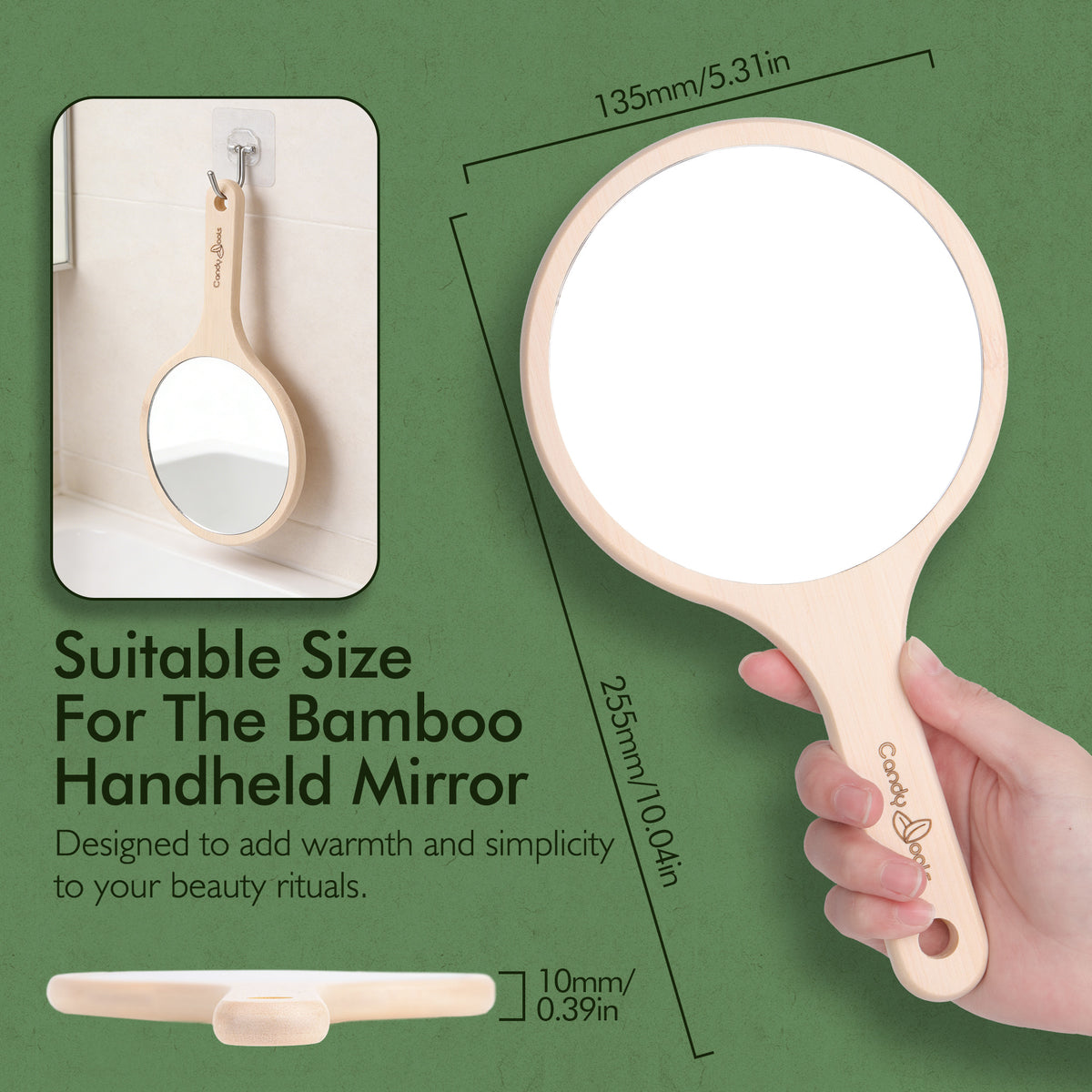 Candy Brush Bamboo Handheld Mirror | BE001