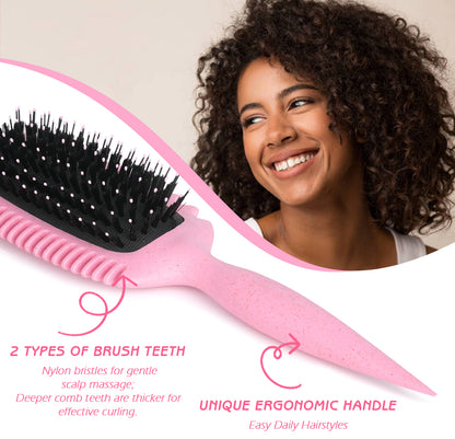 Candy Brush Curl Defining Hair Brush for Effortlessly Detangling & Blow Drying, Nylon & Boar Bristle Paddle Brush