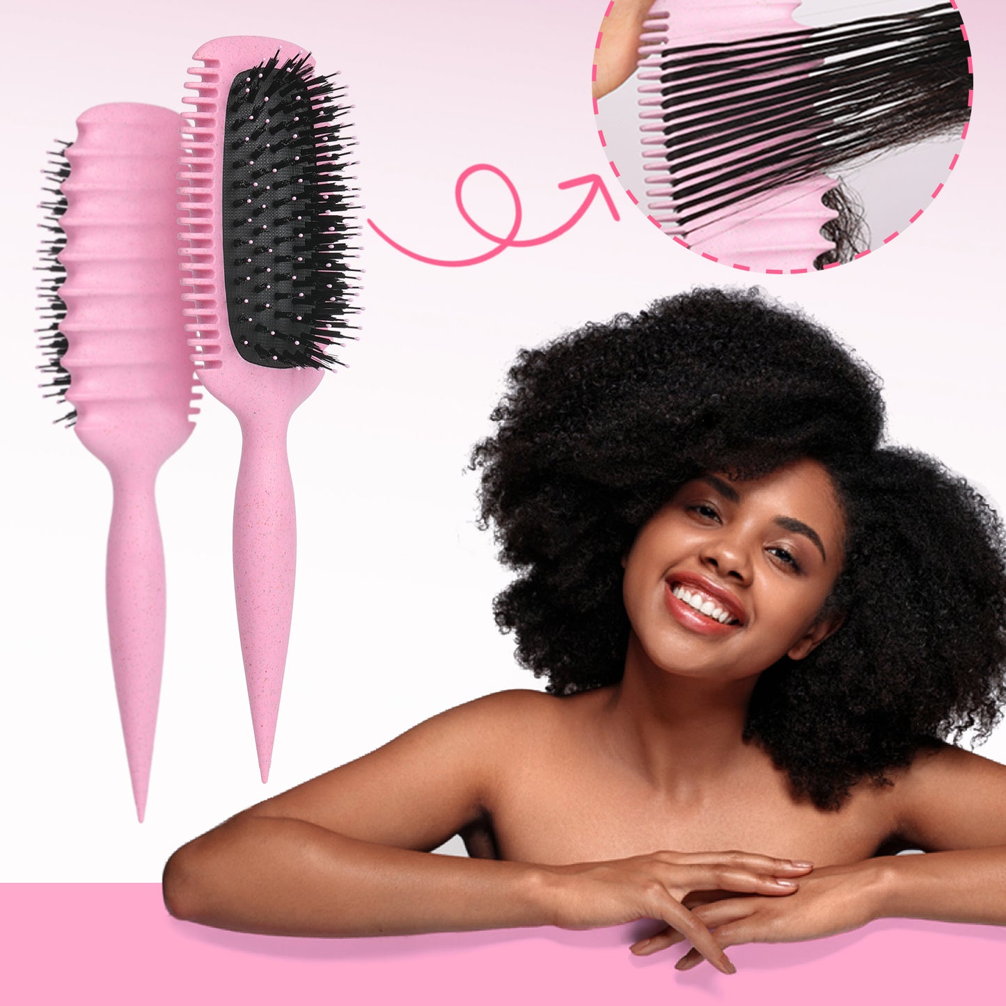 Candy Brush Curl Defining Hair Brush for Effortlessly Detangling & Blow Drying, Nylon & Boar Bristle Paddle Brush
