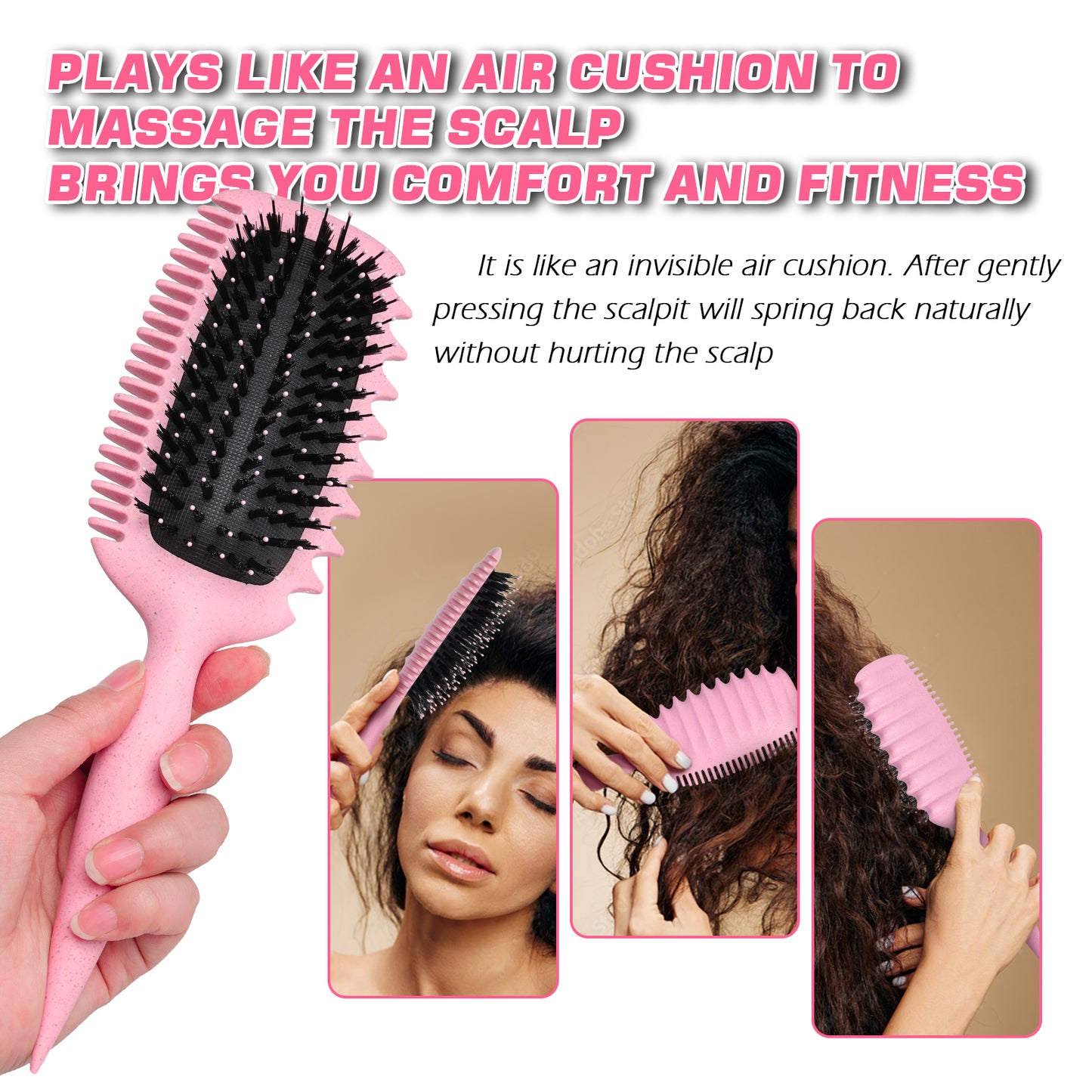 Candy Brush Curl Defining Hair Brush for Effortlessly Detangling & Blow Drying, Nylon & Boar Bristle Paddle Brush