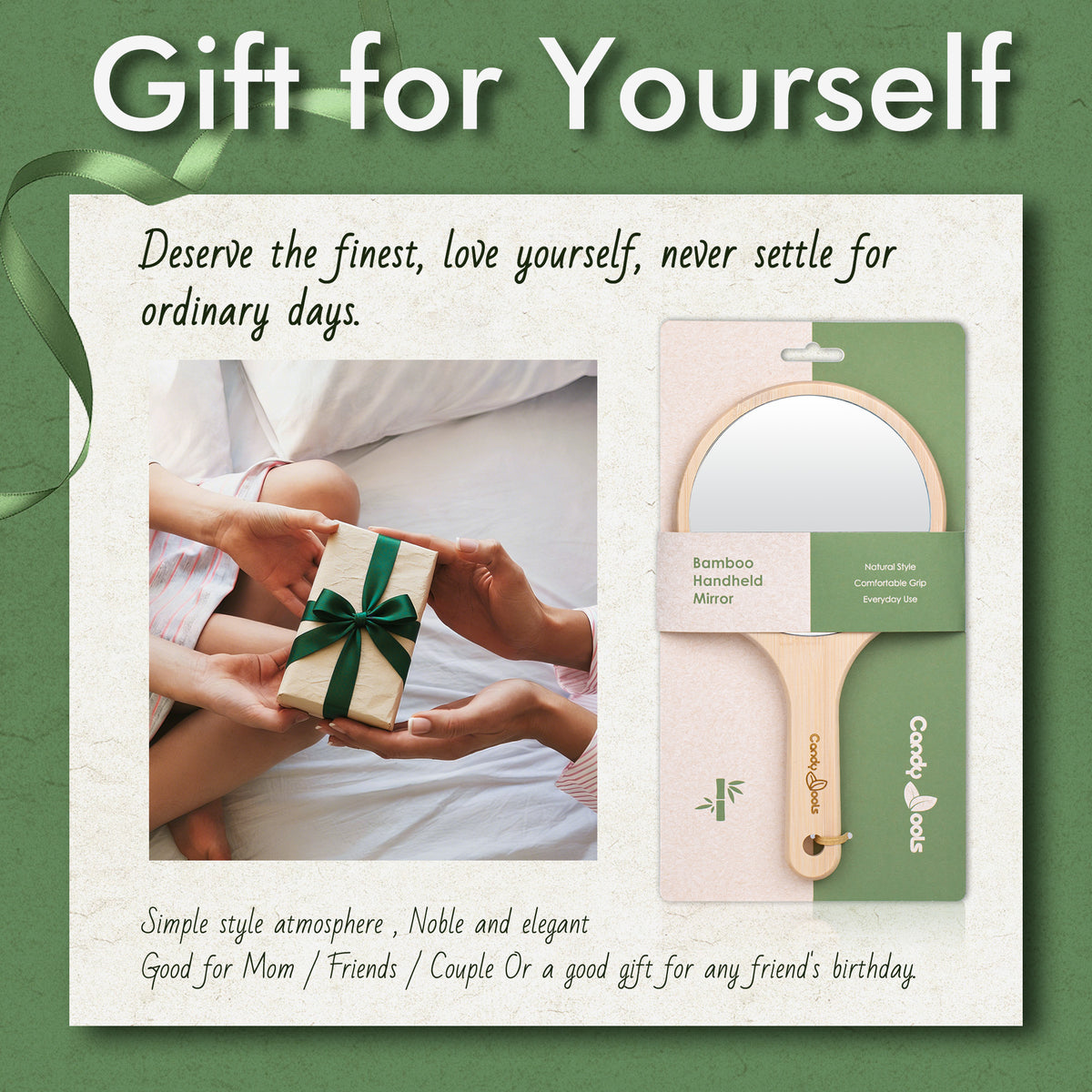 Candy Brush Bamboo Handheld Mirror | BE001