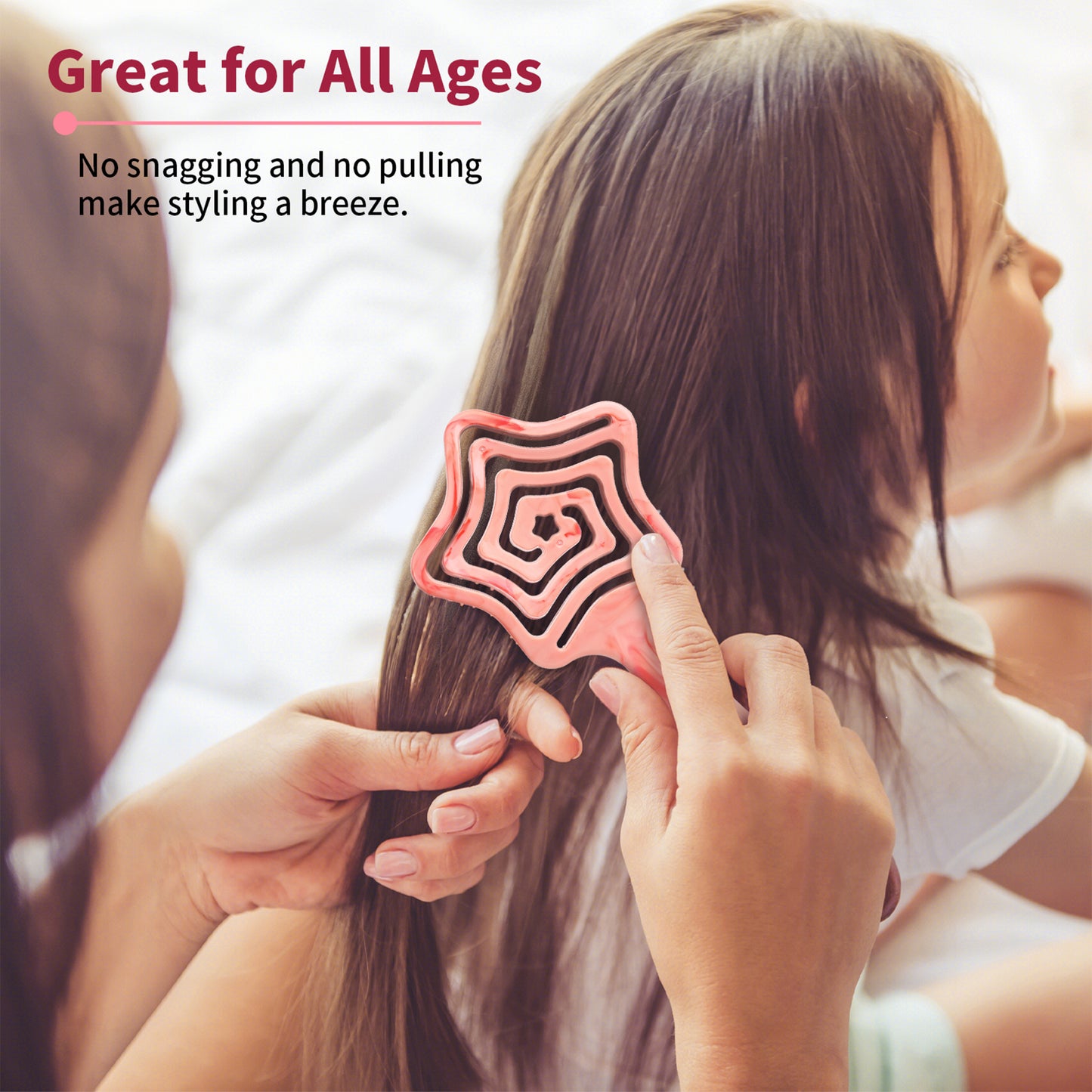 Blushmarks Detangling Wet Hair Brush Large Star Vented shape with Double-Layered Ultra and Soft-Nylon Bristles for Wet or Dry Hair