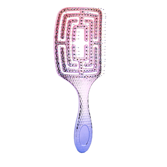CandyBrush Chromatique Shine Detangler – Square Shape Electroplated Maze Brush for Blow-Drying, Detangling & Scalp Massage, Sleek Hairbrush for Women & Girls