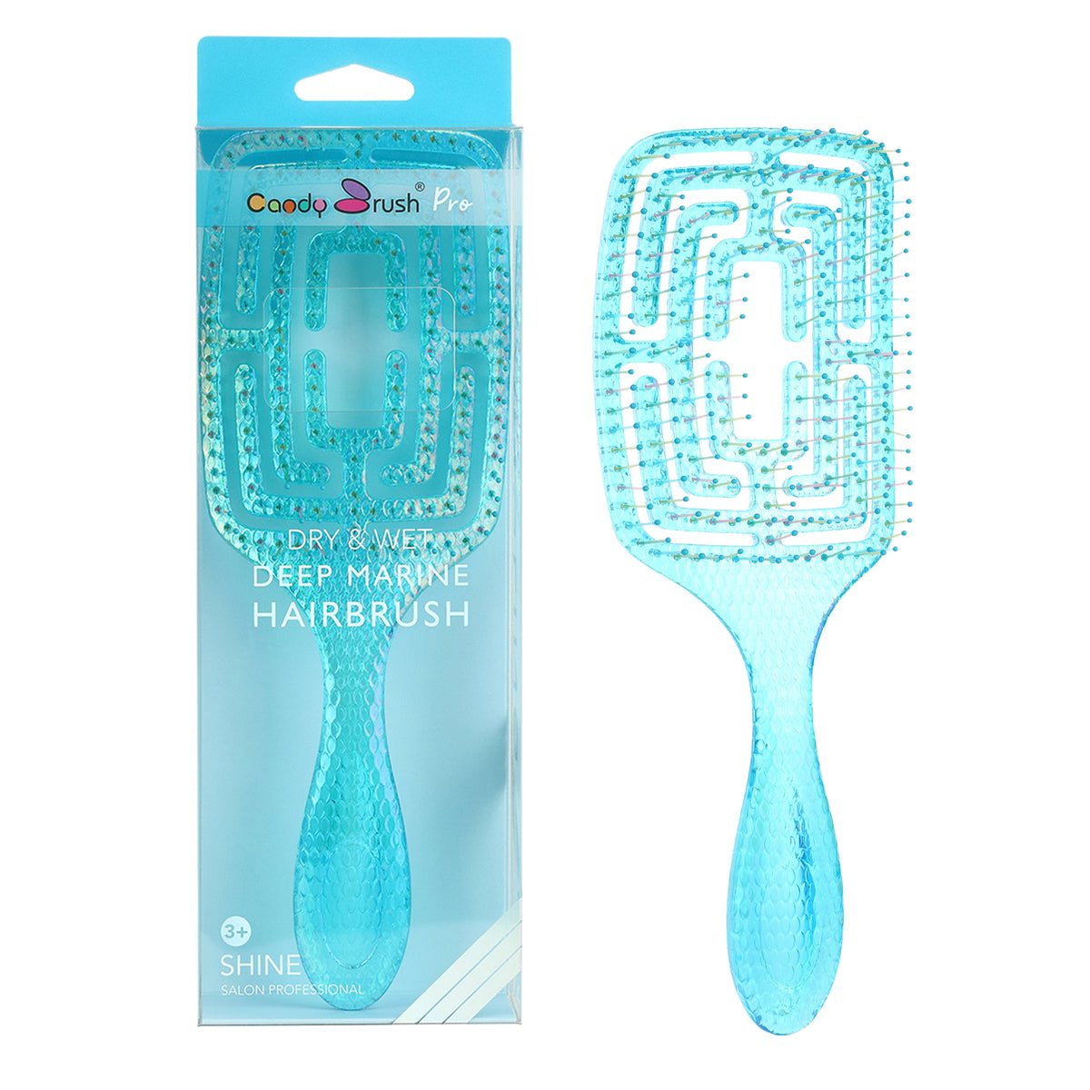 Brosse à cheveux dégradée CandyBrush – Brosse carrée démêlante à poils longs et courts, outil de coiffage antistatique pour cheveux bouclés, raides et épais