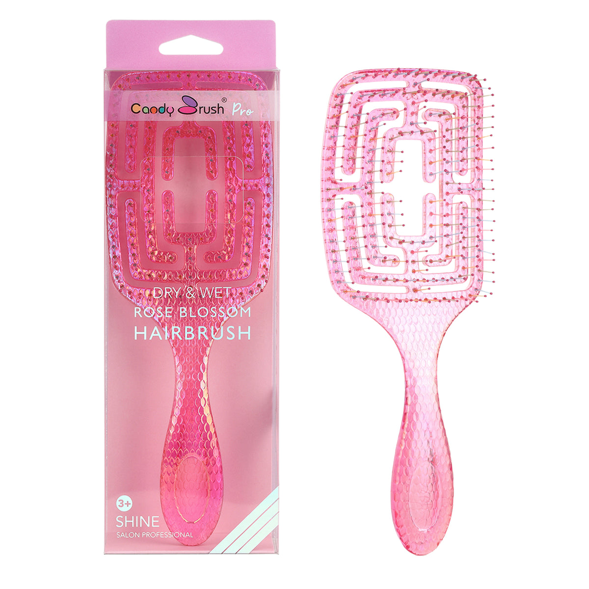 Brosse à cheveux dégradée CandyBrush – Brosse carrée démêlante à poils longs et courts, outil de coiffage antistatique pour cheveux bouclés, raides et épais