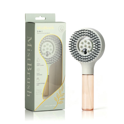 MistBrush Refillable Spray Misting Detangling Hair Brush – Round