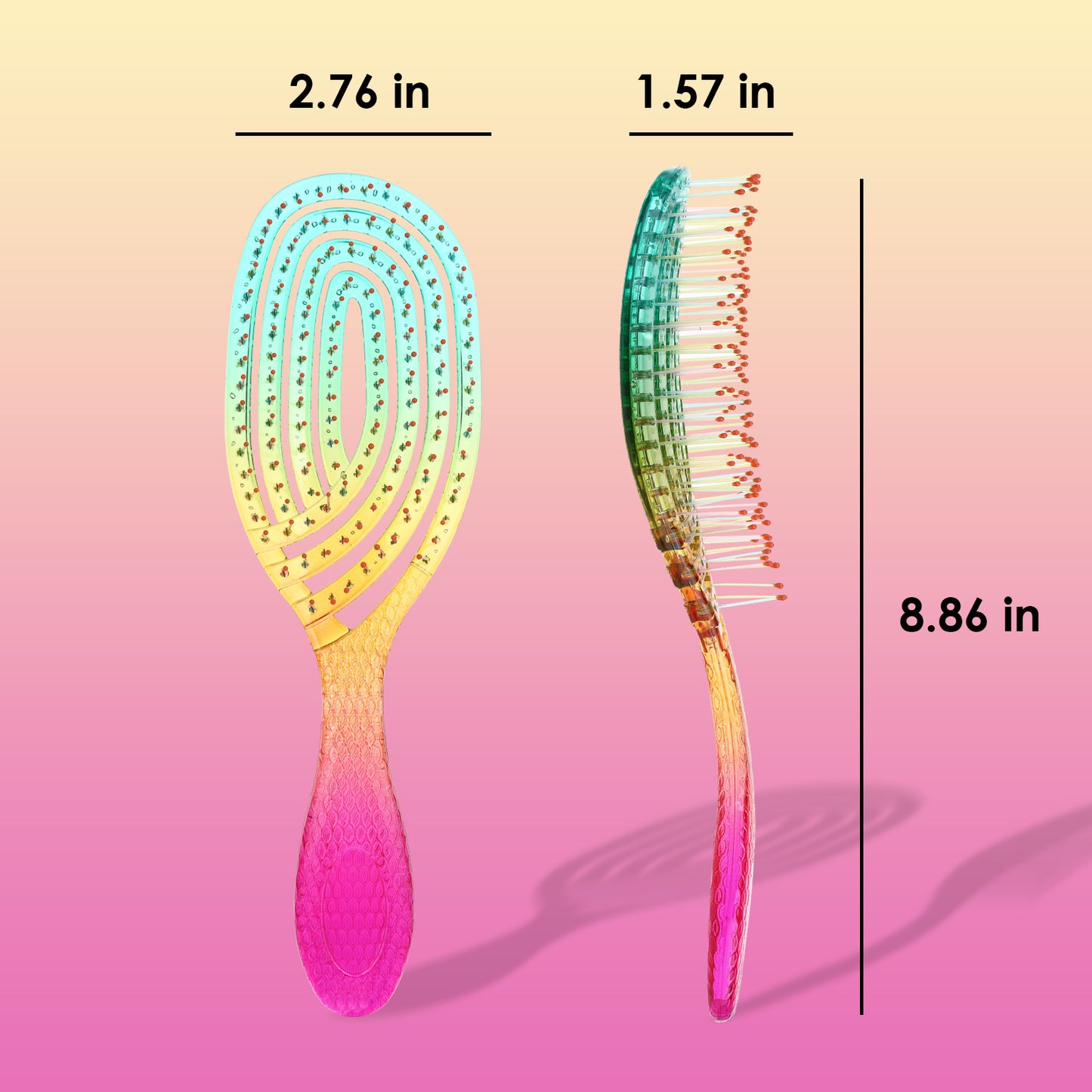 Curved Vented Hair Brush Detangling for Blow Drying Colorful Wet Hair Brushes for Long Straight Fine Hair for Women Round Styling Spiral Detangler Soft Bristles Medium Gradient