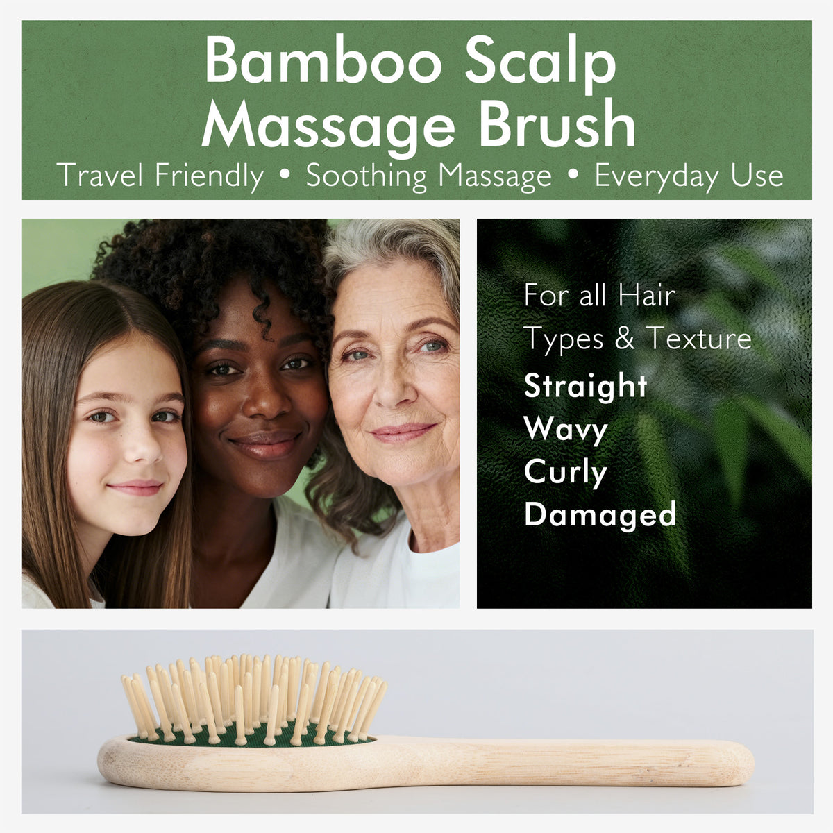 Candy Brush Round Bamboo Pin Hair Brush for Adults | BEB101-3