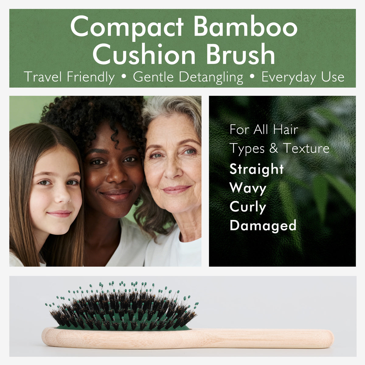 Candy Brush Small Bamboo Boar Bristle Hair Brush | BE301M