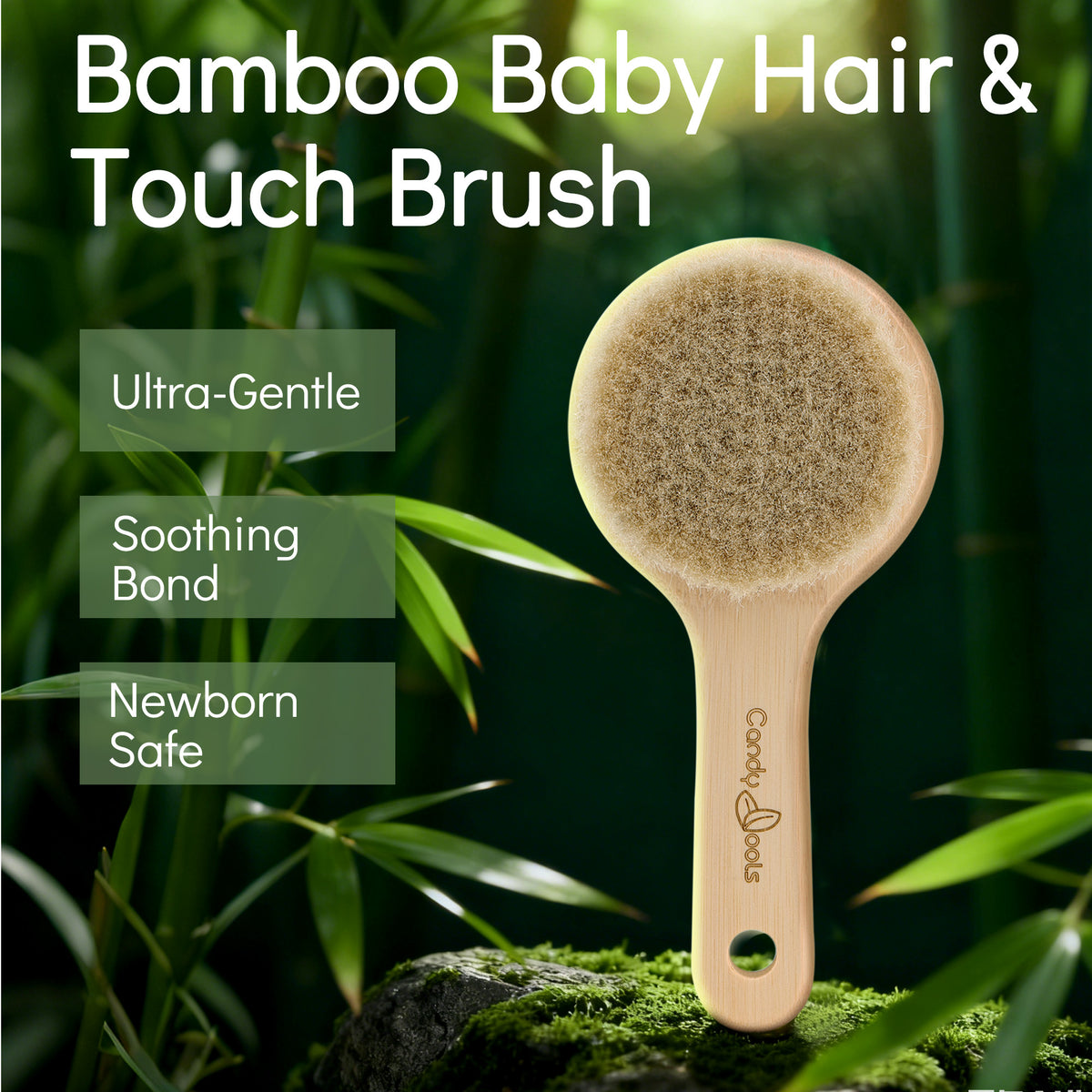 Bamboo Handle Wool Baby Hair Brush | BEB101-4